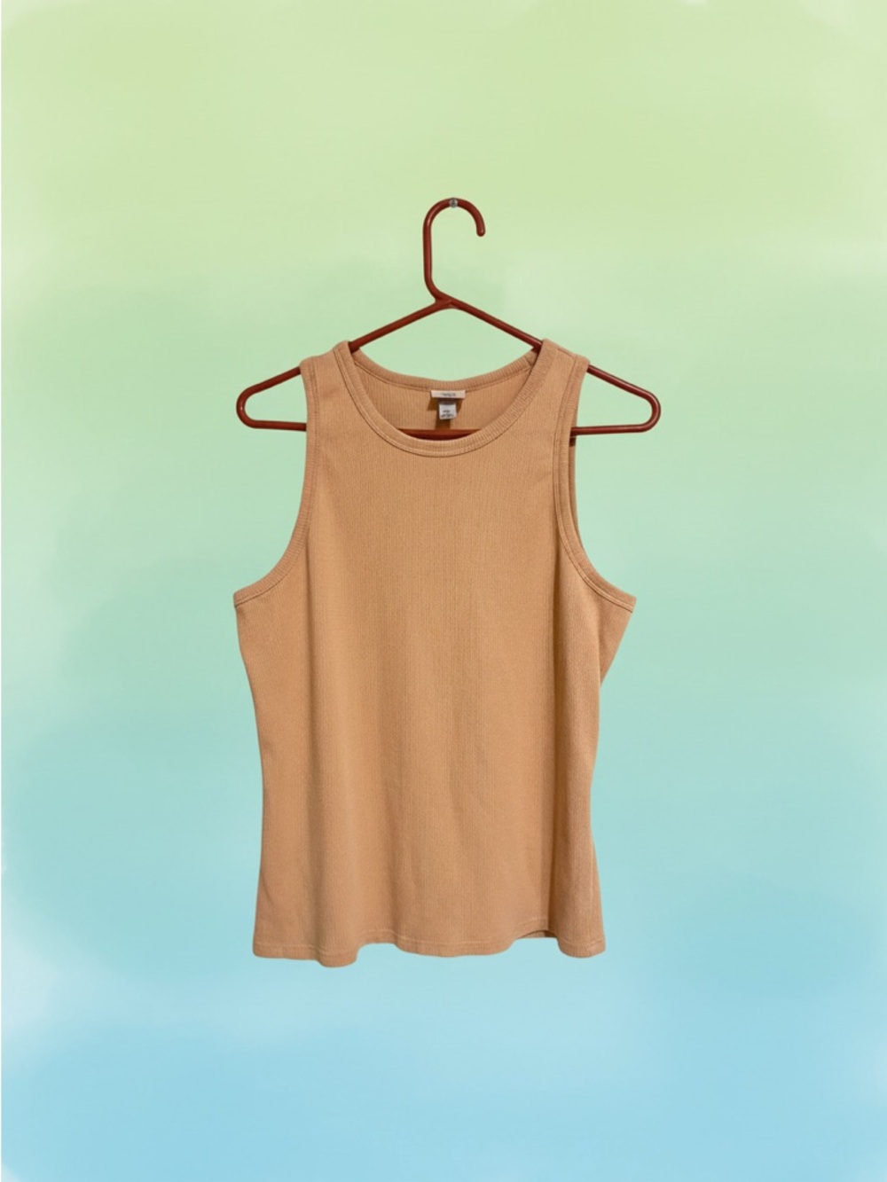 a new day Peach Ribbed Tank Top - Crew Neck Sleeveless